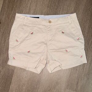 Brooks Brothers Cream Shorts with Watermelon Embroidery